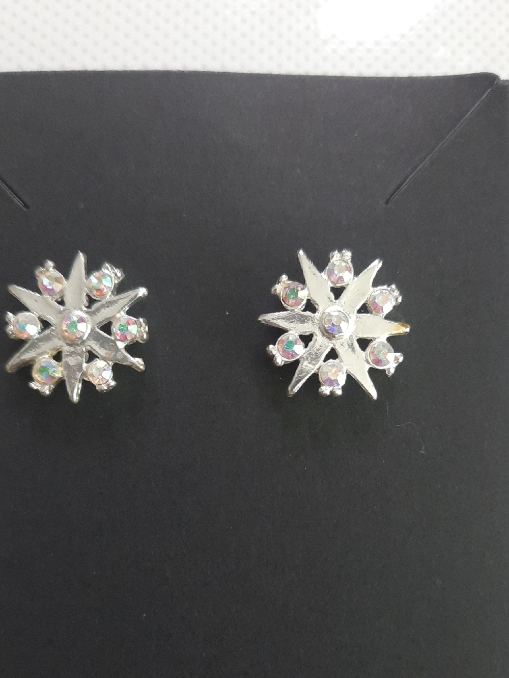 Silver Starburst Crystal Stud Earrings - Women Jewelry